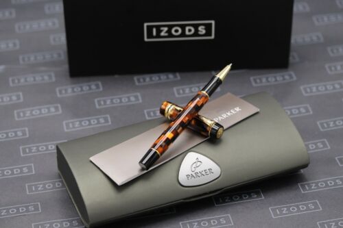 Parker Duofold Check Amber Rollerball Pen