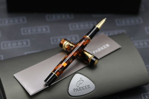 Parker Duofold Check Amber Rollerball Pen 1
