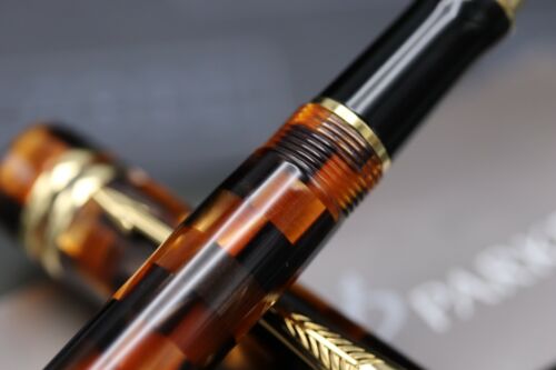 Parker Duofold Check Amber Rollerball Pen 2