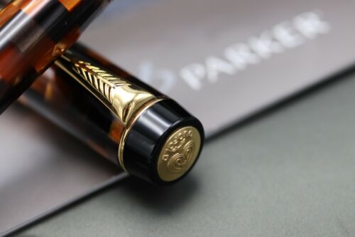 Parker Duofold Check Amber Rollerball Pen 3