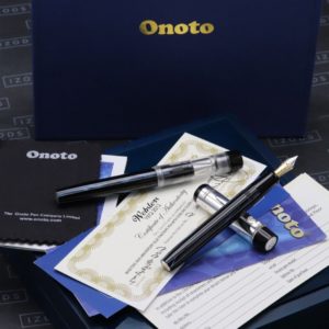 Onoto Black Blue Websters Silver LE Fountain / Rollerball Pen Set - UNUSED