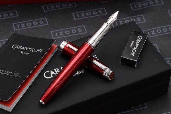 Caran d'Ache Leman Rouge Carmin Fountain Pen - INKED ONCE - Broad Nib 1