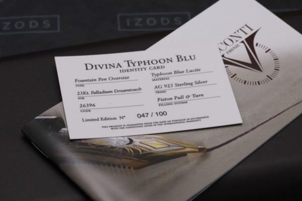 Visconti Divina Oversize Typhoon Blu Limited Edition 100 Fountain Pen 7