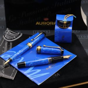 Aurora Optima Mare LE Blue Auroloide Fountain Pen and Mechanical Pencil