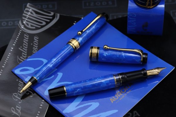 Aurora Optima Mare LE Blue Auroloide Fountain Pen and Mechanical Pencil 1
