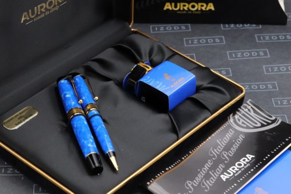Aurora Optima Mare LE Blue Auroloide Fountain Pen and Mechanical Pencil 8