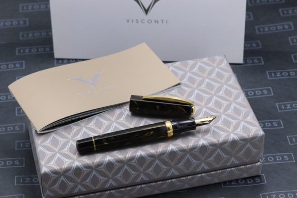 Visconti Medici Golden Black Fountain Pen - UNUSED - 18k Medium Nib