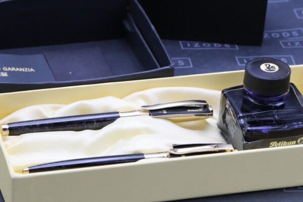 Pelikan Souveran Celebry K/P590 Marbled Grey Gold Fountain Pen and Ballpoint Pen UNUSED - Image 7