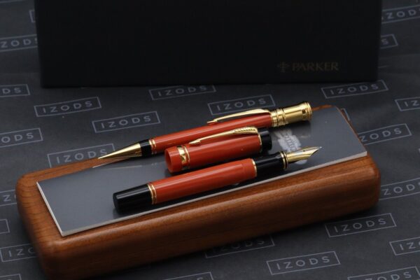 Parker Duofold Centennial Orange Fountain Pen and Mechanical Pencil - UNUSED