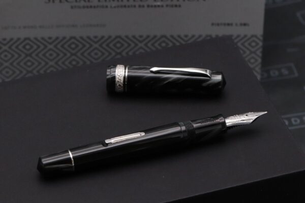 Leonardo Gioiellino Lever Filler Pearl Grey Celluloid Fountain Pen – Broad Nib - Image 2